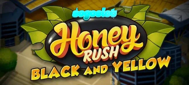 Tampilan visual slot Honey Rush Black and Yellow dengan desain heksagonal modern